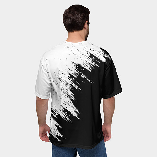 Мужская футболка оверсайз Real Madrid текстура штрихи / 3D-принт – фото 4