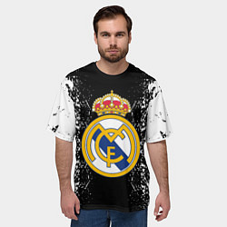 Футболка оверсайз мужская Реал Мадрид текстура краски, цвет: 3D-принт — фото 2