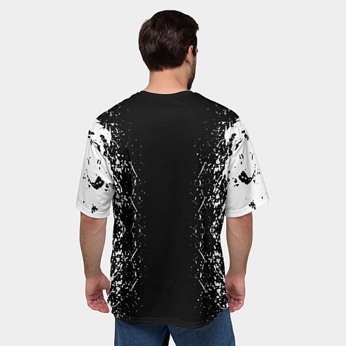 Мужская футболка оверсайз Реал Мадрид текстура краски / 3D-принт – фото 4