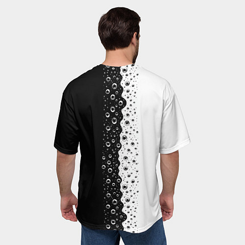 Мужская футболка оверсайз Лучше вода у друга черно-белый узор / 3D-принт – фото 4