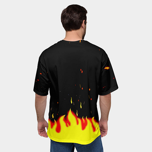 Мужская футболка оверсайз AEK огненные краски / 3D-принт – фото 4
