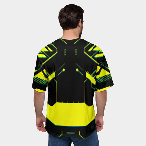 Мужская футболка оверсайз Янг Бойз спортивная геометрия линии / 3D-принт – фото 4