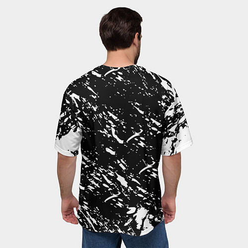 Мужская футболка оверсайз Ливерпуль белые штриха красок / 3D-принт – фото 4