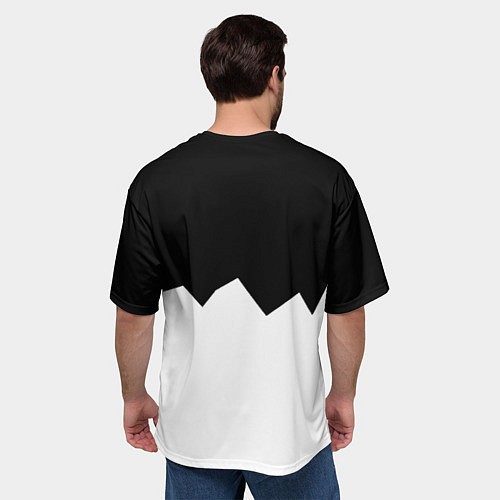 Мужская футболка оверсайз Ювентус черно белая геометрия / 3D-принт – фото 4