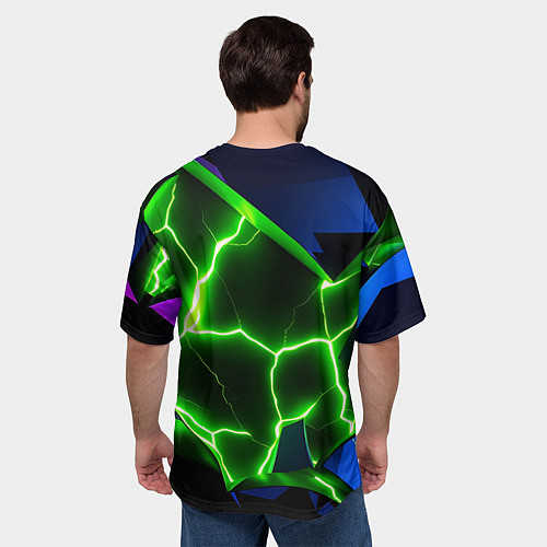 Мужская футболка оверсайз Neon green glow / 3D-принт – фото 4