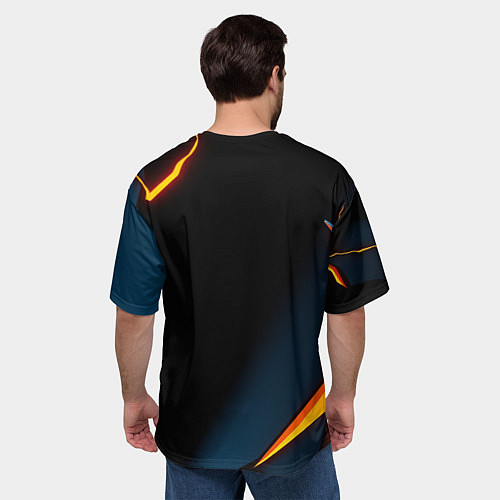 Мужская футболка оверсайз Glow orange neon / 3D-принт – фото 4