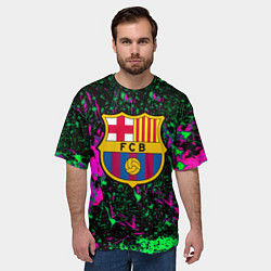 Футболка оверсайз мужская Барселона кислотные неоновые краски, цвет: 3D-принт — фото 2