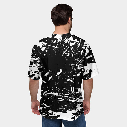 Мужская футболка оверсайз Ювентус белые штрихи красок / 3D-принт – фото 4