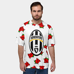 Футболка оверсайз мужская Ювентус розы текстура, цвет: 3D-принт — фото 2