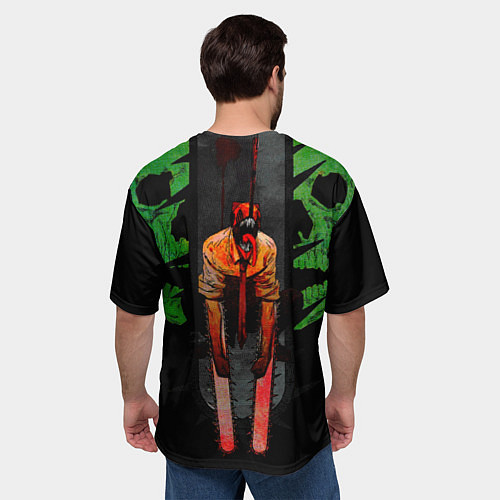Мужская футболка оверсайз Дэндзи с черепами Человек бензопила / 3D-принт – фото 4