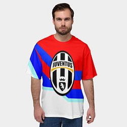 Футболка оверсайз мужская Ювентус спортивная геометрия, цвет: 3D-принт — фото 2