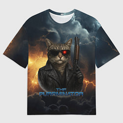 Мужская футболка оверсайз The purrminator кот терминатор