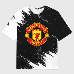 Футболка оверсайз мужская Манчестер Юнайтед белые краски, цвет: 3D-принт