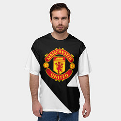 Футболка оверсайз мужская Манчестер Юнайтед полосы, цвет: 3D-принт — фото 2