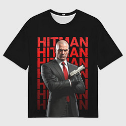Мужская футболка оверсайз Хитман скрестив руки
