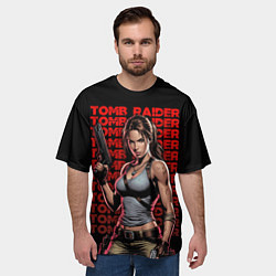 Футболка оверсайз мужская Лара с пушками в руках, цвет: 3D-принт — фото 2