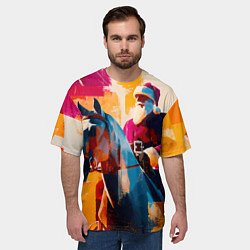 Футболка оверсайз мужская Дед Мороз на коне, цвет: 3D-принт — фото 2