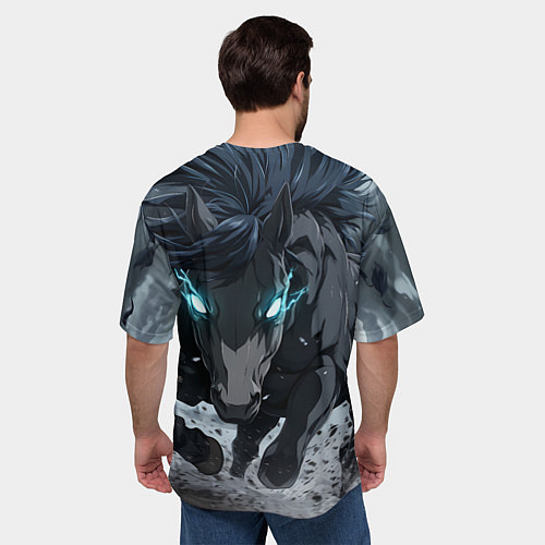 Мужская футболка оверсайз Мощный конь / 3D-принт – фото 4