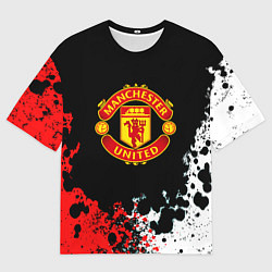Футболка оверсайз мужская Манчестер Юнайтед краски абстрактные, цвет: 3D-принт