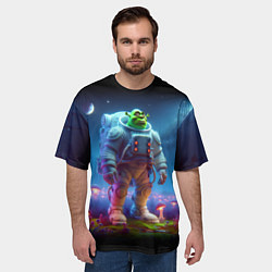 Футболка оверсайз мужская Шрек бравый космонавт - неоновое свечение, цвет: 3D-принт — фото 2