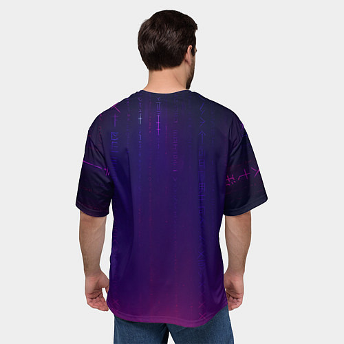 Мужская футболка оверсайз Девушка с тату на руке и пурпурная змея / 3D-принт – фото 4