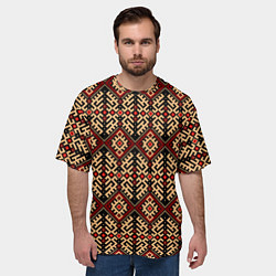 Футболка оверсайз мужская Славянский вышивной орнамент макошь, цвет: 3D-принт — фото 2