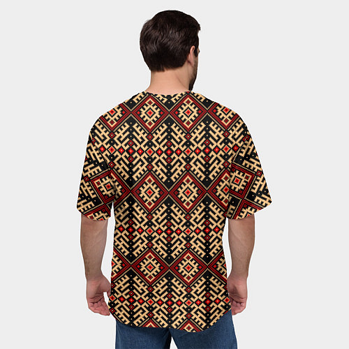 Мужская футболка оверсайз Славянский вышивной орнамент макошь / 3D-принт – фото 4