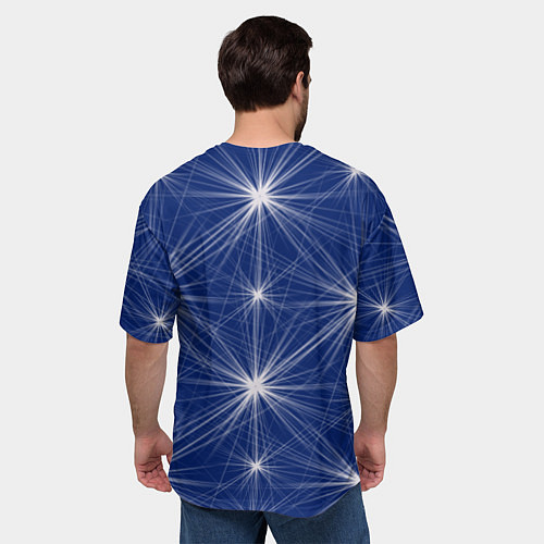 Мужская футболка оверсайз Звезды на синем фоне / 3D-принт – фото 4
