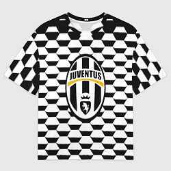 Футболка оверсайз мужская Juventus геометрия черно белая, цвет: 3D-принт
