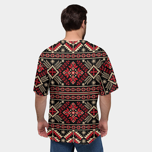 Мужская футболка оверсайз Этнический славянский орнамент / 3D-принт – фото 4