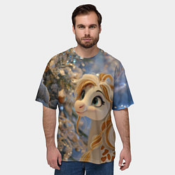 Футболка оверсайз мужская Новогодняя лошадка в крапинку, цвет: 3D-принт — фото 2