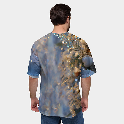 Мужская футболка оверсайз Новогодняя лошадка в крапинку / 3D-принт – фото 4