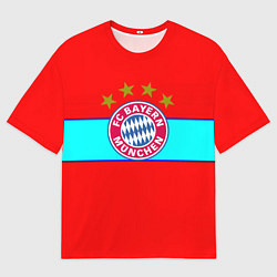 Футболка оверсайз мужская Бавария Мюнхен полосы линии, цвет: 3D-принт