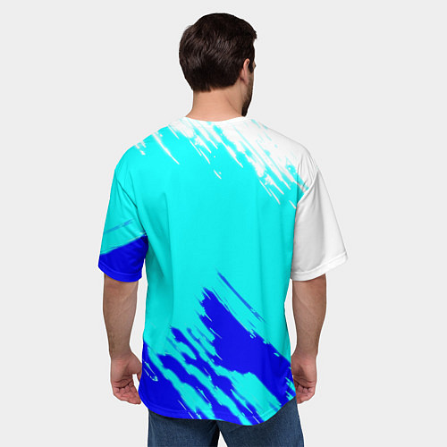 Мужская футболка оверсайз Ювентус краски штрихи текстура / 3D-принт – фото 4