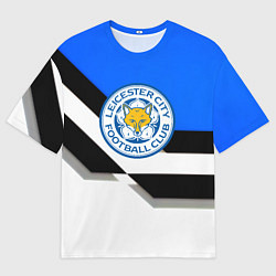 Футболка оверсайз мужская Лестер сити геометрия полосы, цвет: 3D-принт