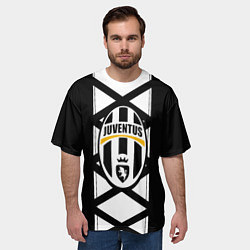 Футболка оверсайз мужская Ювентус геометрия полосы линии, цвет: 3D-принт — фото 2