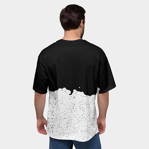 Мужская футболка оверсайз Реал Мадрид лого ночь текстура / 3D-принт – фото 4