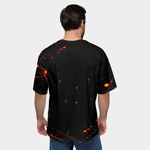 Мужская футболка оверсайз Боруссиа огненные краски текстура / 3D-принт – фото 4