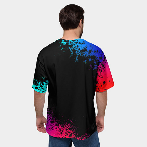 Мужская футболка оверсайз Бавария Мюнхен краски неон градиент / 3D-принт – фото 4
