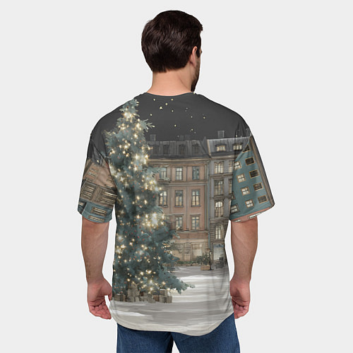 Мужская футболка оверсайз Елка во дворе / 3D-принт – фото 4