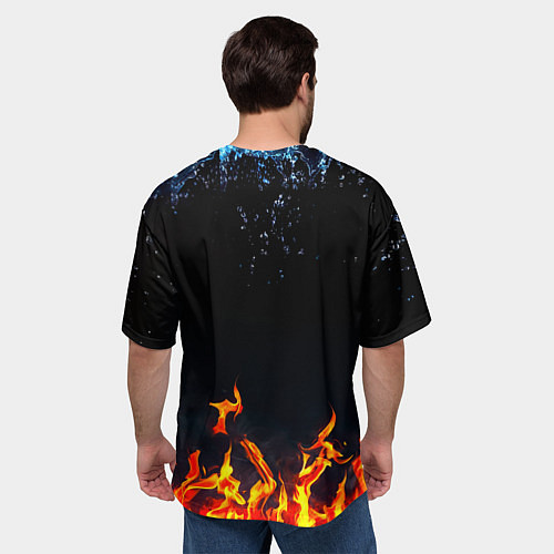 Мужская футболка оверсайз Манчестер Юнайтед лёд и огонь / 3D-принт – фото 4