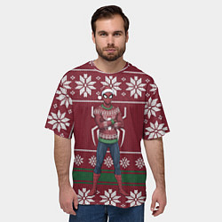 Футболка оверсайз мужская Человек паук в вязаном свитере - новый год, цвет: 3D-принт — фото 2