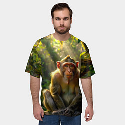 Футболка оверсайз мужская Лесная обезьянка, цвет: 3D-принт — фото 2