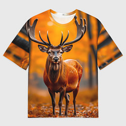 Футболка оверсайз мужская Осенний лес с оленем, цвет: 3D-принт