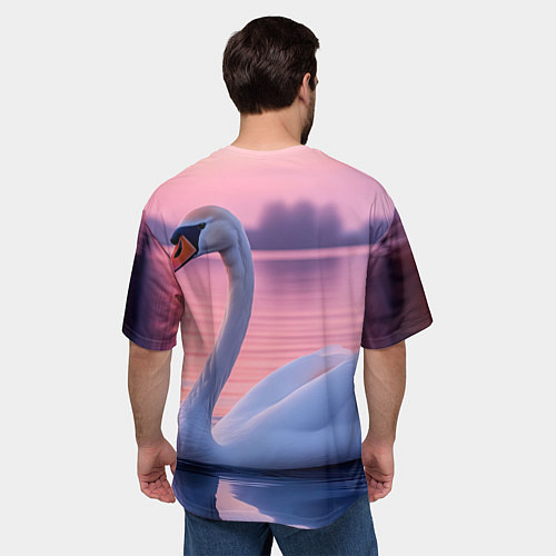 Мужская футболка оверсайз Лебединая элегия / 3D-принт – фото 4