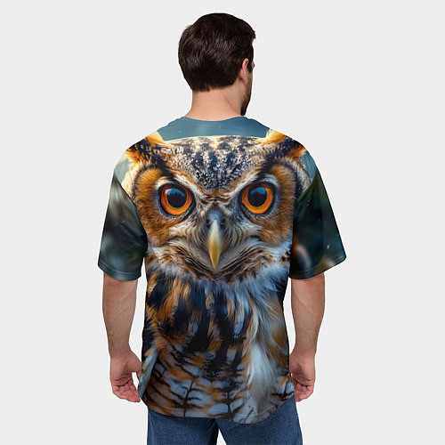 Мужская футболка оверсайз Лунная сова в лесу / 3D-принт – фото 4