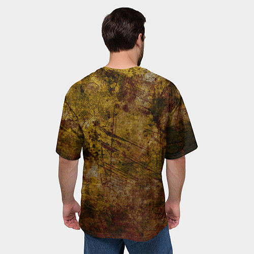 Мужская футболка оверсайз Сталкер - знак на ржавой поверхности / 3D-принт – фото 4