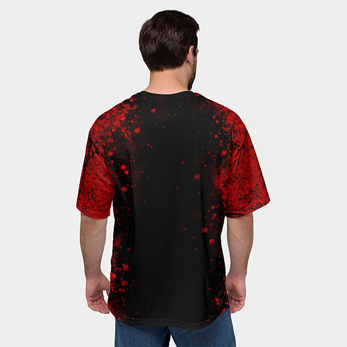 Мужская футболка оверсайз Stalker - красное на черном / 3D-принт – фото 4
