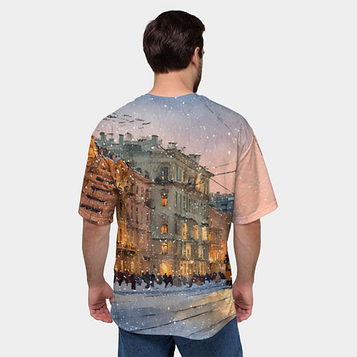 Мужская футболка оверсайз Зимний Санкт-Петербург / 3D-принт – фото 4