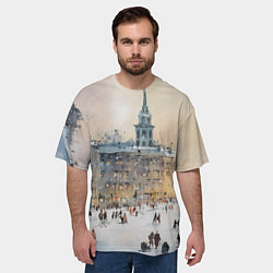 Футболка оверсайз мужская Снежный зимний Питер, цвет: 3D-принт — фото 2